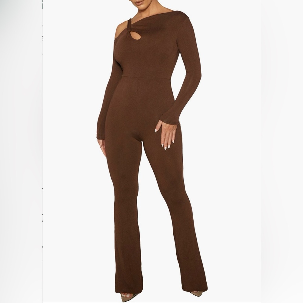 Naked Wardrobe Cutout One-Shoulder Jumpsuit